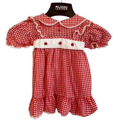 Nana's Pet JC Penney Baby Girls Infant Check Red and White Dress 12-18 Months