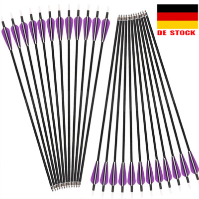 Bogenschießen 32'' Jagd Carbonpfeile SPINE 350 für Compound Recurve Bogen -12PACK