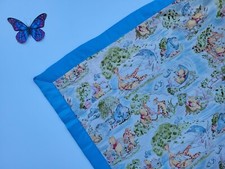 Beautiful Lovely Bear Pooh Toile Cotton Calico Quilt blanket Blue binding 37x44