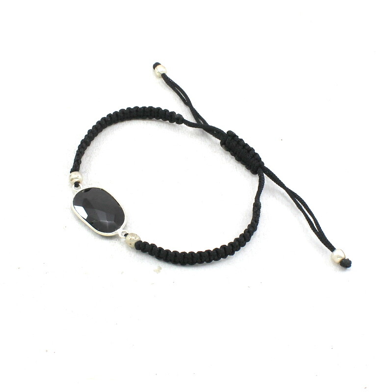 Bracelet Natural Black Onyx Gemstone Faceted Handmade Beaded Exclusive Jewelry