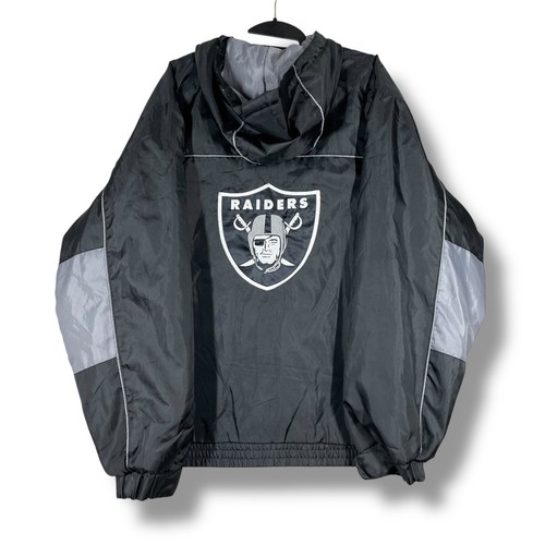 NFL Raiders Jacket Mens Windbreaker Full Zip Lightweight Black Retro Size L - Picture 5 of 8