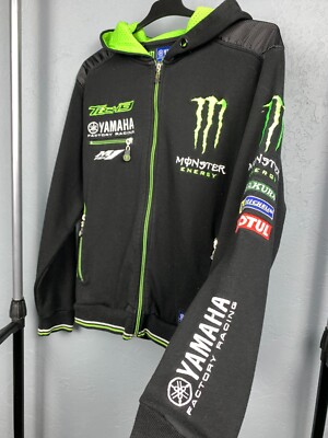Yamaha Racing Team Monster Energie Vintage Mens Zip Hoodie Size XS