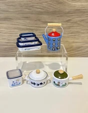 Dollhouse miniature Moomin kitchenware cookware tea pot storage container set