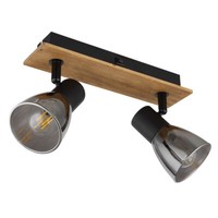 Deckenlampe Wohnzimmerlampe Holz Metall Glas 2-Flammig Dunkelbraun Deckenleuchte