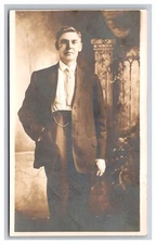 Studio Portrait Of Man In Suit, RPPC Postcard 25416