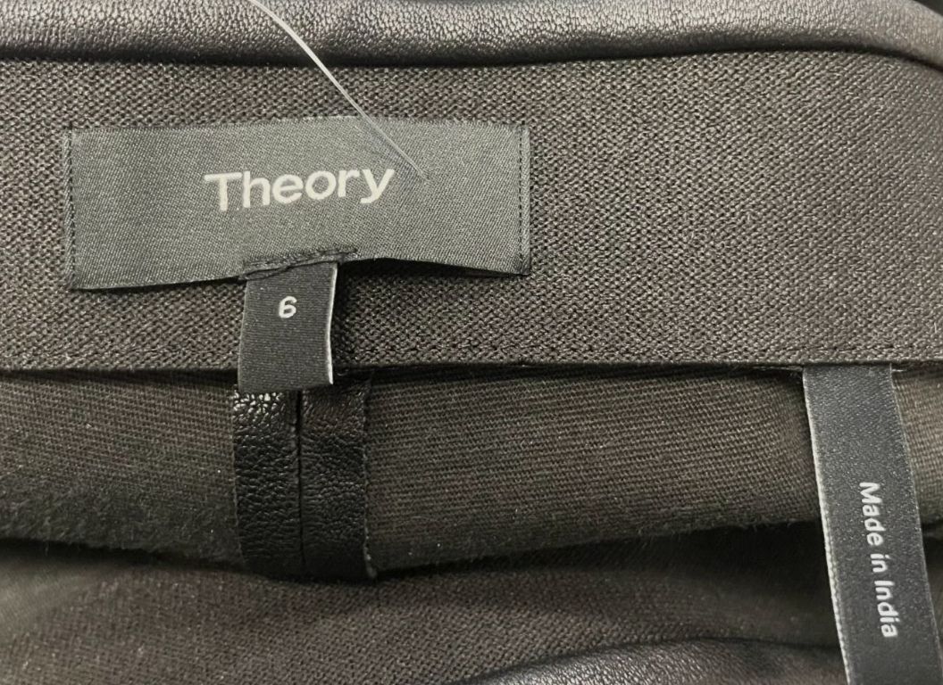 Theory Women's Black Leather High-Waisted Skinny-Cut Leggings Pants Size 6 image 3