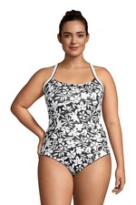 LANDS' END Plus Size 16W, 24W Chlorine Resistant Scoop Neck X-back Swimsuit NWT