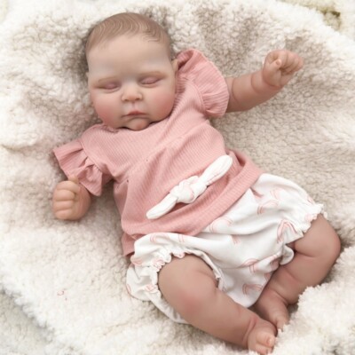 19inch Painted Reborn Baby Doll 3D Skin Vinyl Cloth Body Hair Boy Girl Kids Gift