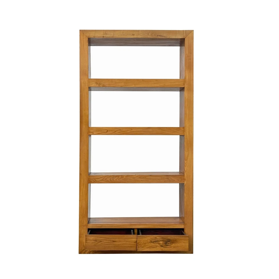 Vitrina Librería Madera Olmo Marrón 4 Estantes 2 Cajones cs6032 Foto 2 de 4