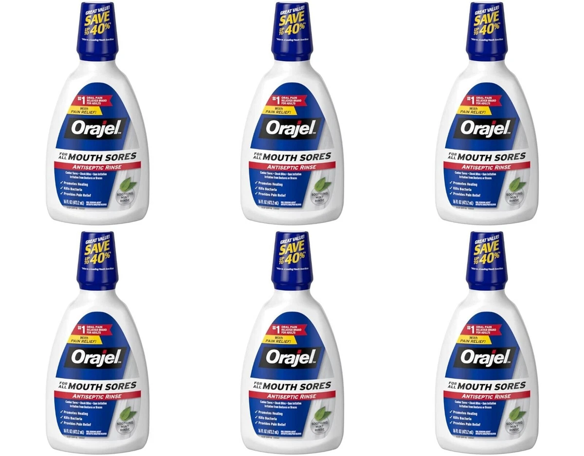 Orajel Antiseptic Mouth Sore Rinse 16 Oz Kills Bacteria