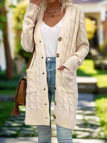 Women's outerwear long single-breasted cardigan jacket - Picture 7 of 24