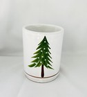 Terra Cotta White Glazed Utensil Holder Wine Keeper Pine Tree Christmas Holiday