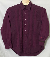 Robert Graham Mens XL Purple Jacquard Long Sleeve Shirt Embroidery Flip Cuffs