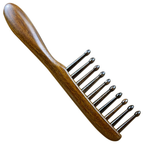 1PZ Pettine Legno Naturale Comodo Pettine Massaggio Testa Cuoio Capelluto Pettine Capelli Denti Larghi - Foto 5 di 12