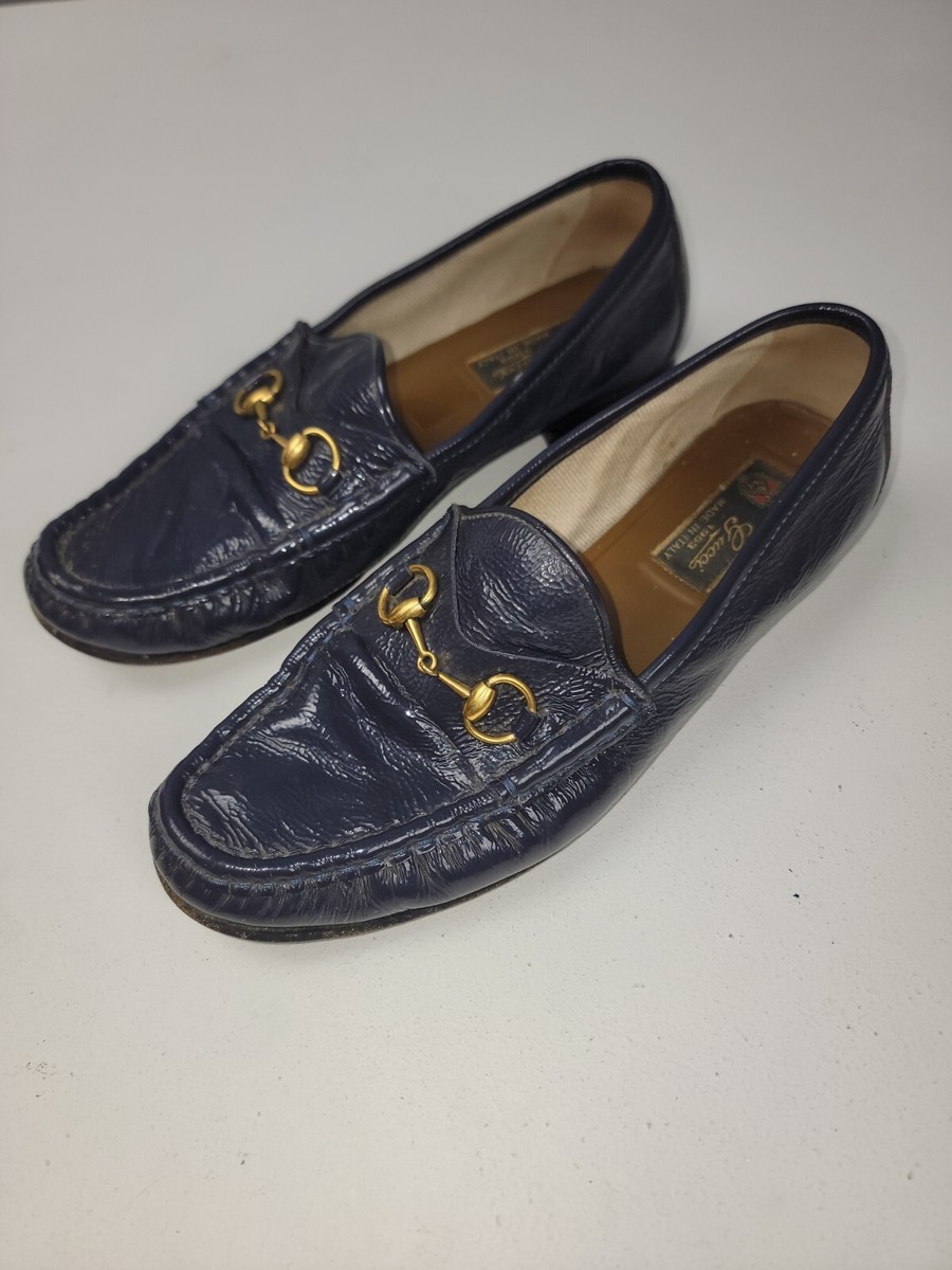 Vtg GUCCI 1953 Horsebit Womens Loafers Shoe Purple Sz 38 Excellent Condition