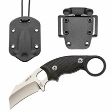 Hogue EX-F03 Hawkbill Blade G10 Solid Black Scales Combo Knives w/Neck & Belt Sh