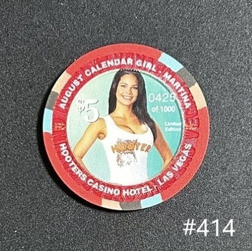 Hooter $5 chip calendar girls Martina limited edition of 1000 Aug 2006