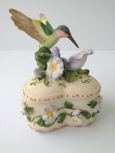 Caja de música colibrí "Viento bajo mis alas" Heritage House baratija plato tocador - Imagen 2 de 19