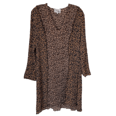Nanushka Brown Crinkle Paneled V-Neck Long Sleeve Mini Dress Size Extra  Small | eBay