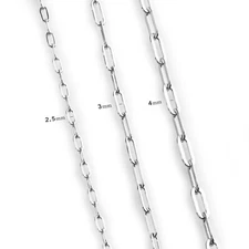 Solid 925 Sterling Silver Paperclip Chain 2.5-4mm Large Necklace Italy