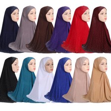 12Pcs Solid Color Women Hijab Muslim Instant Headscarf Full Cover Turban Prayer