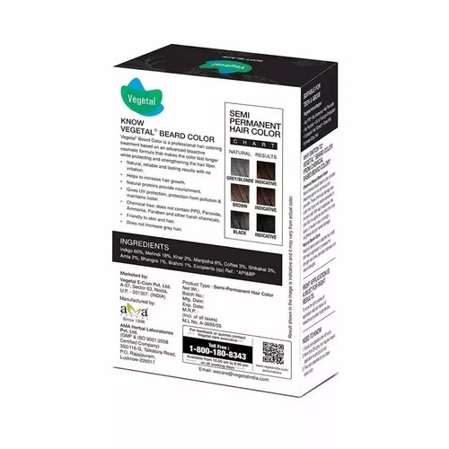 Vegetal Bio Semi-Permanent Beard And Mustache Colour Soft Black 100g - Picture 2 of 5