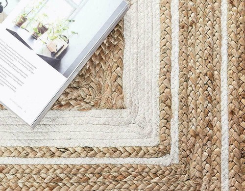 Jute Rug Carpet Mat Jute Farmhouse Natural Decorative Braided Modern Rustic Look - Picture 6 of 8