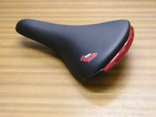 FIXIE MTB SAFETY FRED SALMON BIKE SADDLE WITH INTEGRATED REAR LIGHT NOS