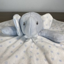 Blankets and Beyond Nunu Blue Elephant White Security Blanket Blue Star