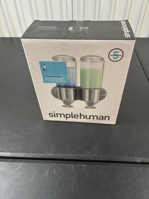 Simplehuman Wall Mount Shampoo(Soap) Conditioner Dispensers Stainless Steel Twin