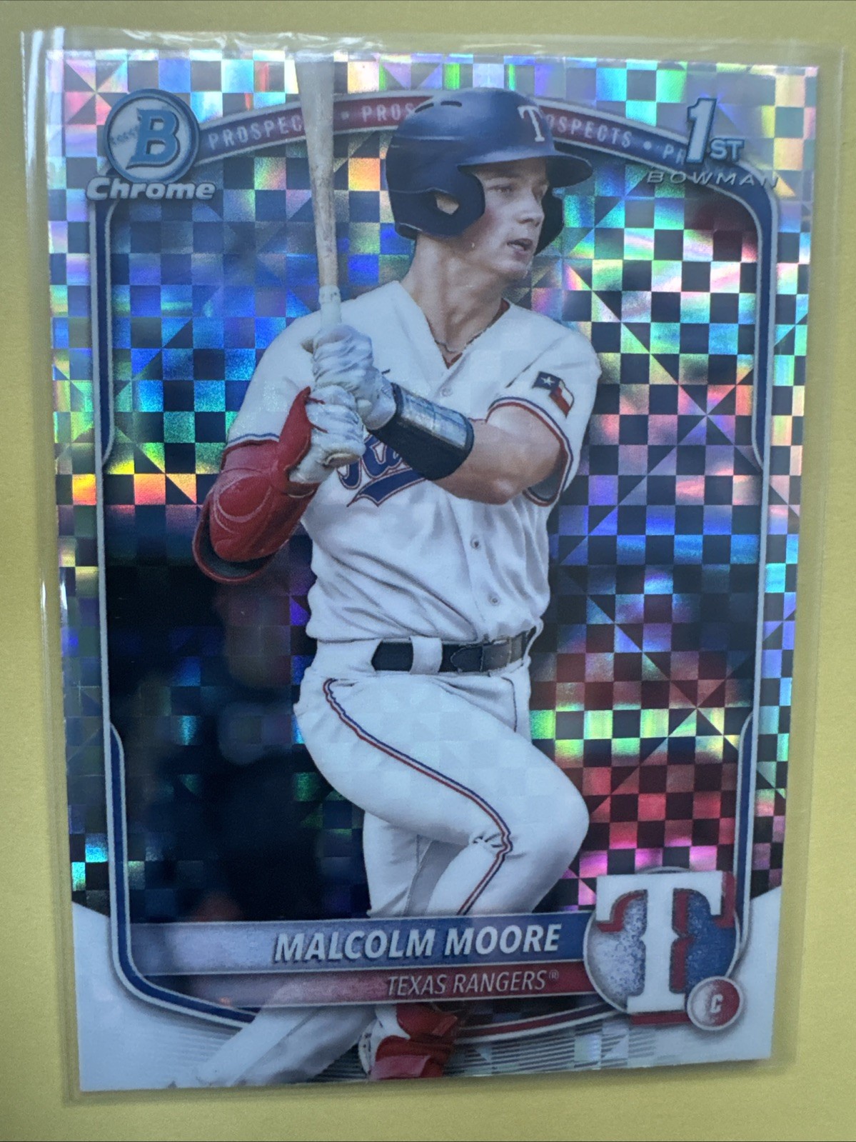 2025 Bowman Chrome Malcolm Moore X-Fractor  (1st Bowman) Texas Rangers
