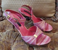Sergio Rossi Pink Ombre Snakeskin Strappy Ver...