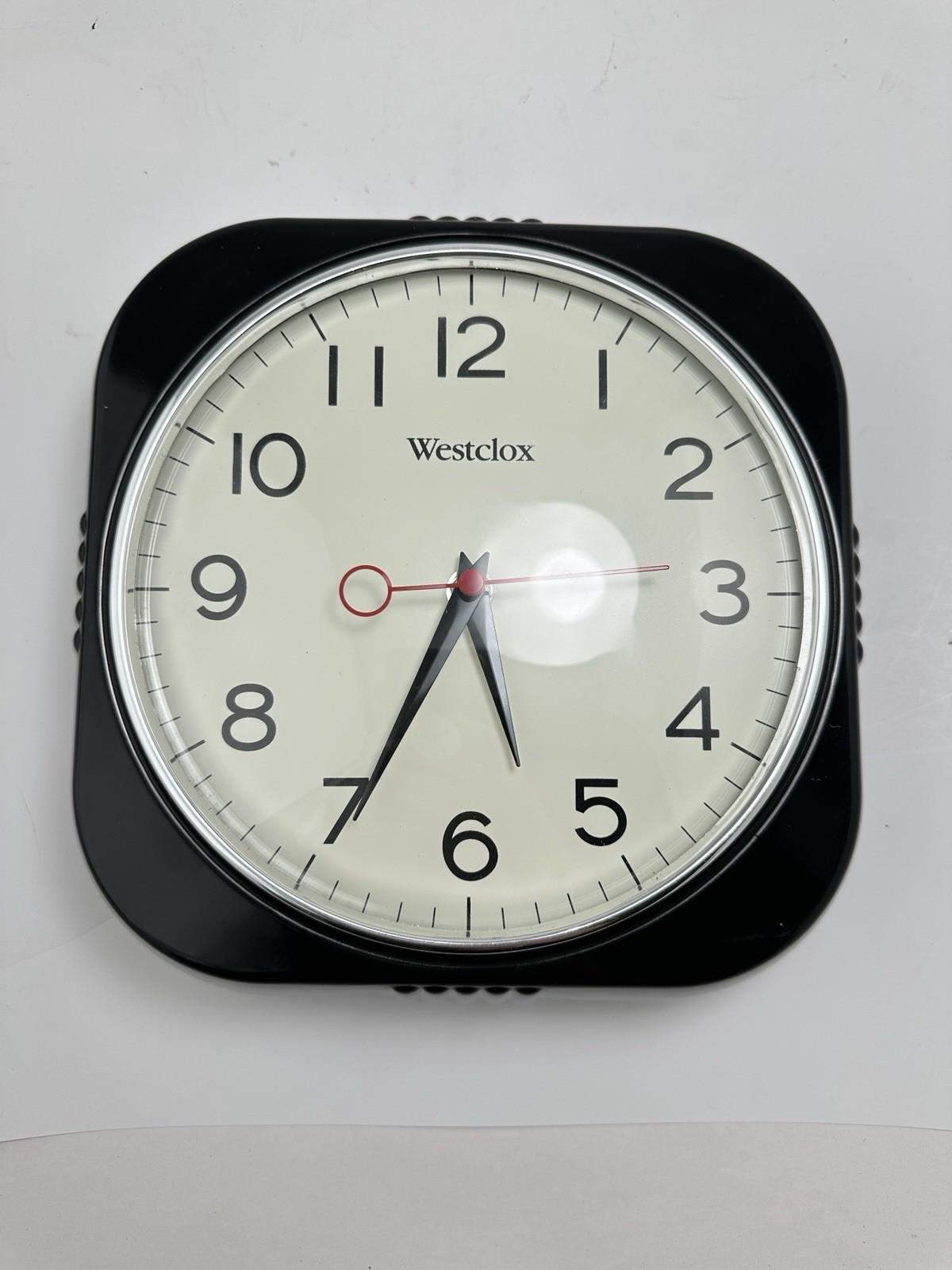 Westclox 12” Black Retro Analog Quartz Accurate Wall Clock Easy-to-Read Dial.