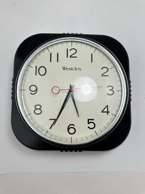 Westclox 12  Black Retro Analog Quartz Accurate Wall Clock Easy-to-Read Dial.