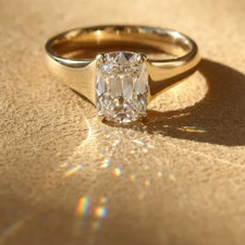 2.50 Carat Elongated Old Mine Cushion Cut Lab Grown Diamond Solitaire Ring