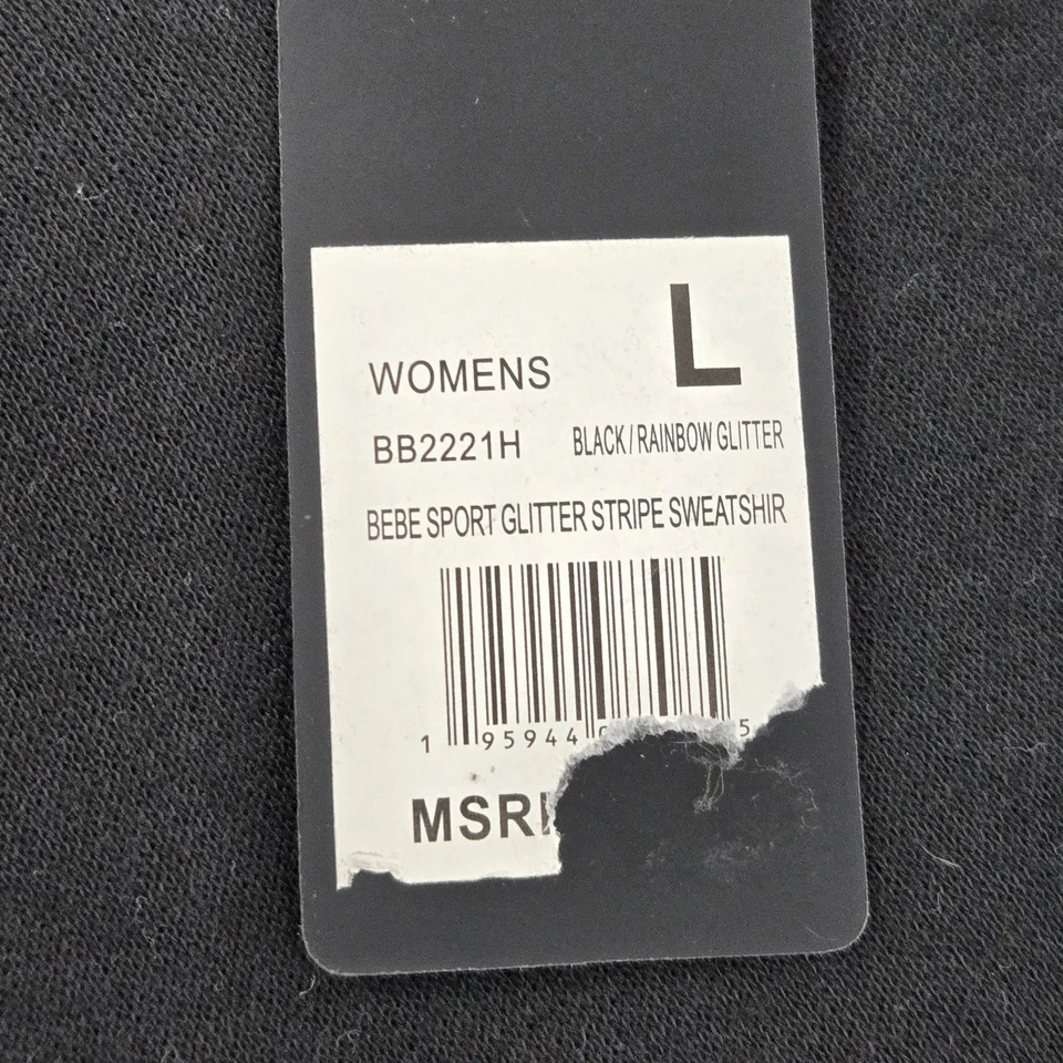 Sudadera Bebe Sport Mujer L Negra Rayas Logo Rayas Brillo Manga Larga Nueva con Etiquetas Foto 3 de 4