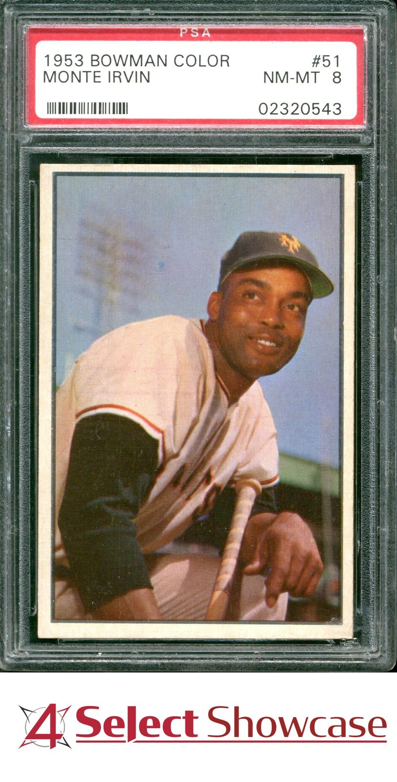 1953 BOWMAN COLOR #51 MONTE IRVIN GIANTS HOF PSA 8