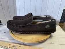 LL Bean Mens Wicked Good Slippers Brown Suede Leather Moccasins Men's Size 13