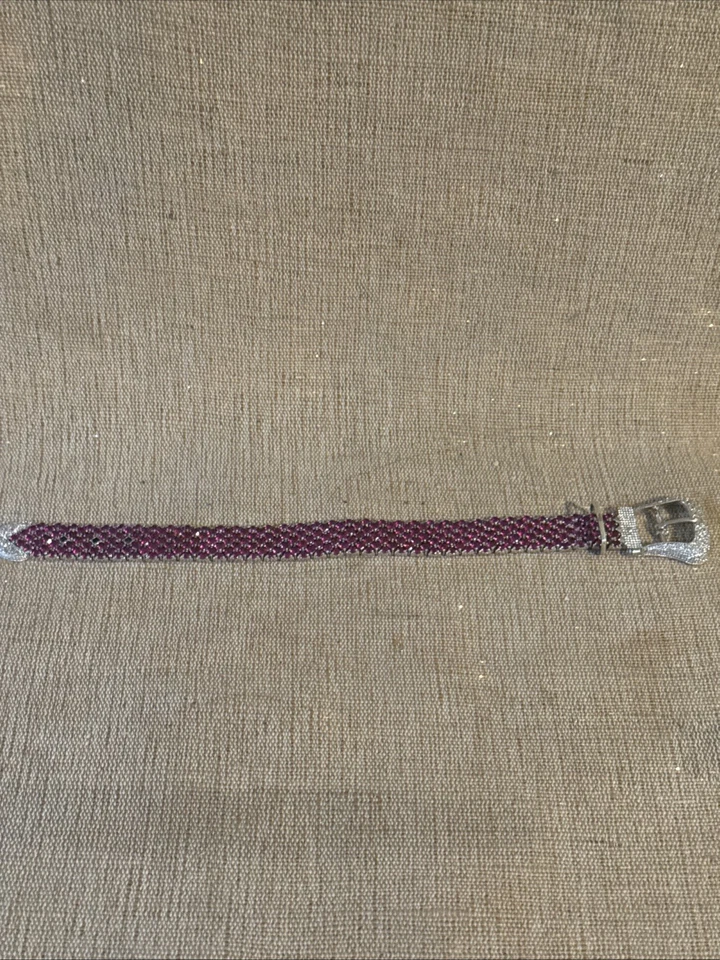 PULSERA HEBILLA CINTURÓN TOPACIO BLANCO ZAFIRO ROSA PAVÉ PLATA ESTERLINA RP de diseño Foto 3 de 4