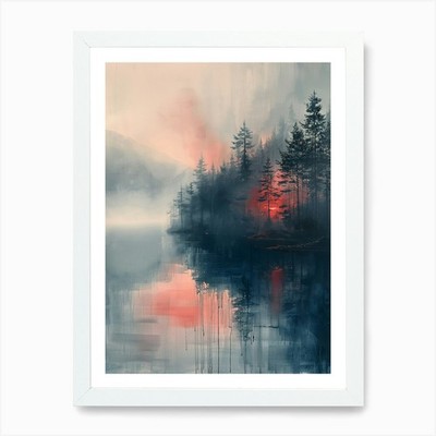 Sunset Over Lake 1 Art Print Framed Wall Art Poster Canvas Print Picture