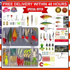Lifelike 78-Piece Fishing Bait Set with Portable Tackle Box - Perfect for Salmon