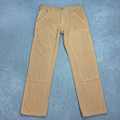 Carhartt Trousers Adult 34x30 Tan Double Knee Carpenter Canvas Workwear Men