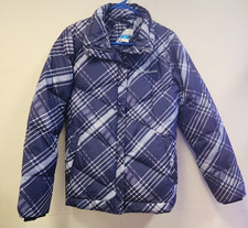 Columbia Puffer Coat Kids Girls 18/20 Purple Plaid Gorpcore Light Weight Casual
