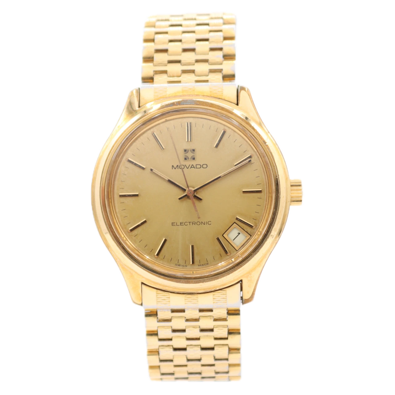 Zenith — Vintage 1975 Movado 270-140-500 Champagne Dial Men's Electronic Zenith 500 Swiss