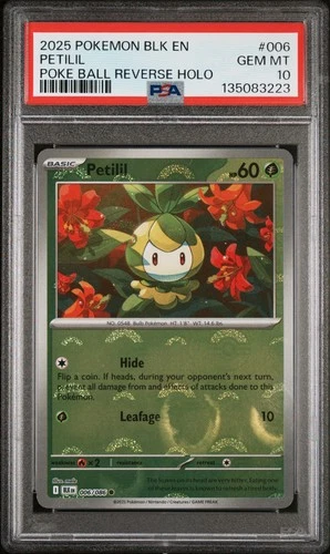 2025 POKEMON BLK EN-BLACK BOLT POKE BALL REVERSE HOLO #006 PETILIL PSA 10