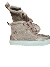 BILLY Kids Girl Footwear Classic Lace High Glitter Rose Gold Floral Size 4