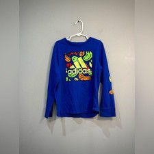 Kids Blue Adidas Smiley L/S Tee Size S 6 EUC