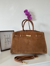 Borsa Da Donna Con Tracolla, Borsa In Pelle E Pelle Scamosciata, Grande Borsa