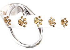 3 yds 7/8" Large Brown and Beige Paw Prints on White Grosgrain Ribbon 100 poly