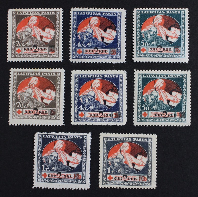 CKStamps: Latvia Stamps Collection Scott#B13-B20 Mint H OG 